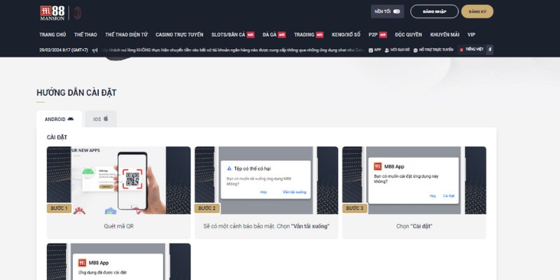 Hướng dẫn tải app M88 với các thao tác siêu đơn giản 