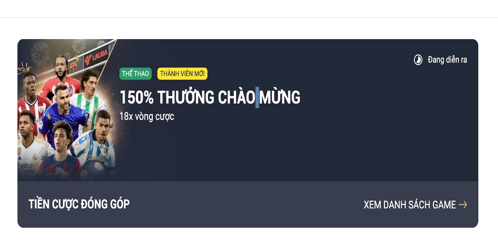 Thông tin về thưởng chào mừng thể thao